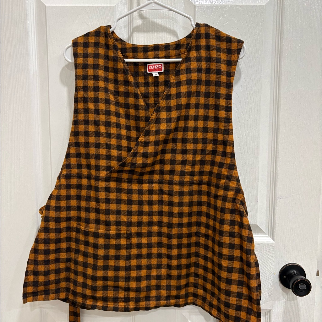 Kenzo Women's Plaid Sleeveless Blouse - Black And Orange